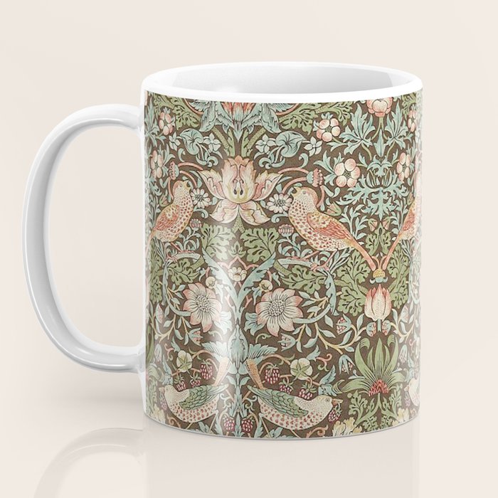 William Morris Strawberry Thief Brown Chocolate Slate Coffee Mug Gallery Image 3