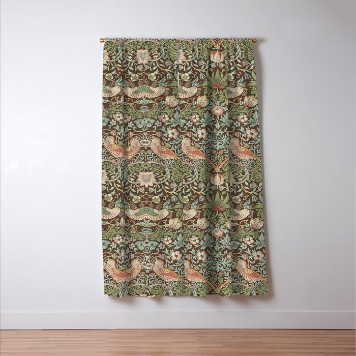 William Morris Strawberry Thief Brown Chocolate Slate Window Curtain Gallery Image 3