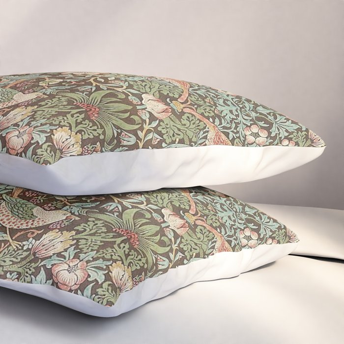 William Morris Strawberry Thief Brown Chocolate Slate Pillow Sham Gallery Image 3
