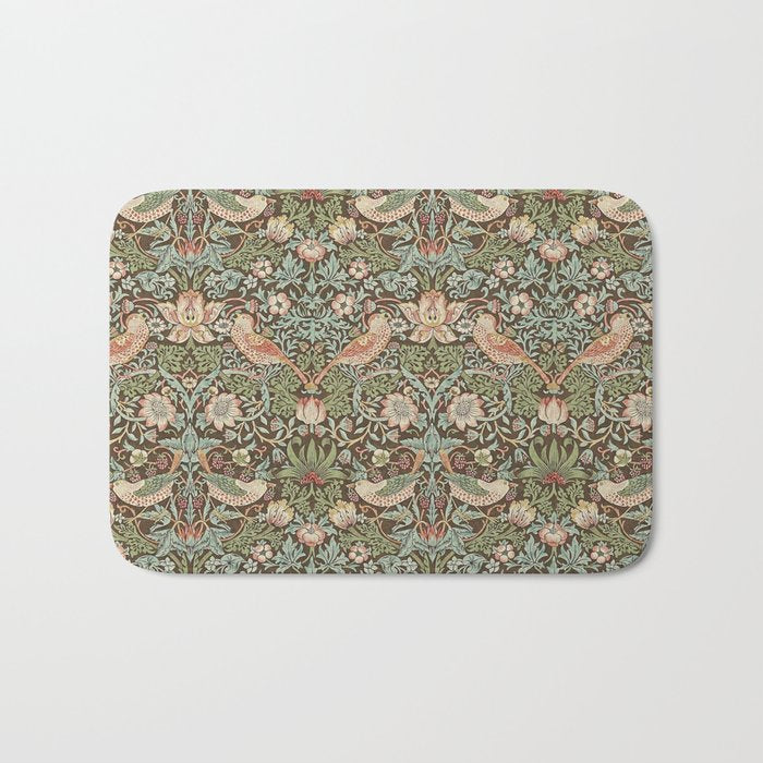 William Morris Strawberry Thief Brown Chocolate Slate Bath Mat Gallery Image 1
