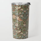 William Morris Strawberry Thief Brown Chocolate Slate Travel Mug Gallery Image 2