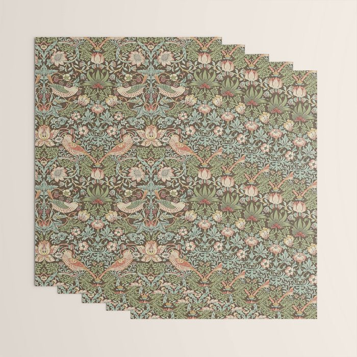 William Morris Strawberry Thief Brown Chocolate Slate Wrapping Paper Gallery Image 3