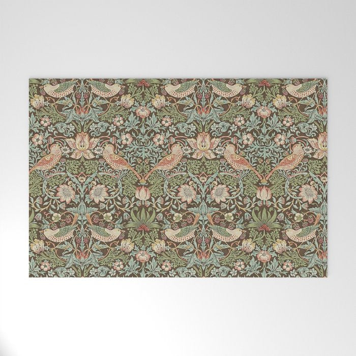William Morris Strawberry Thief Brown Chocolate Slate Welcome Mat Gallery Image 1