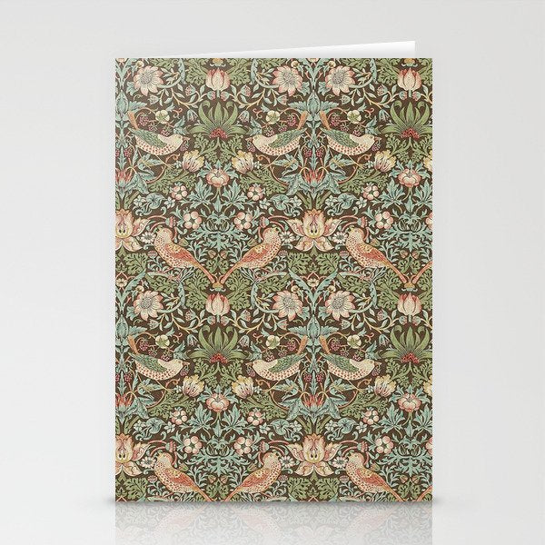 William Morris Strawberry Thief Brown Chocolate Slate Stationery Card Gallery Image 2