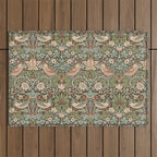 William Morris Strawberry Thief Brown Chocolate Slate Outdoor Rug Gallery Image 1