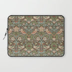 William Morris Strawberry Thief Brown Chocolate Slate Laptop Sleeve Gallery Image 1