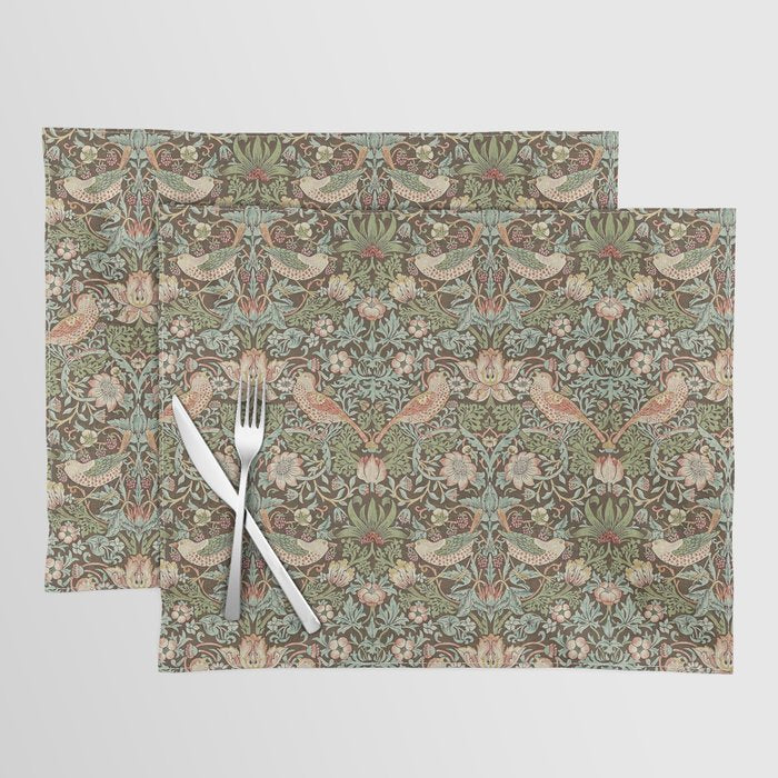 William Morris Strawberry Thief Brown Chocolate Slate Placemat Gallery Image 1