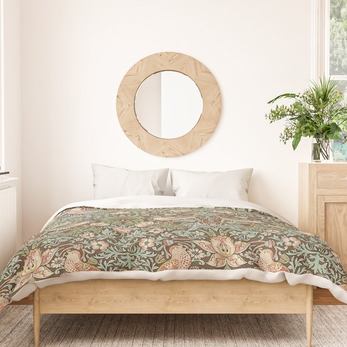 William Morris Strawberry Thief Brown Chocolate Slate Duvet Cover Gallery Image 3