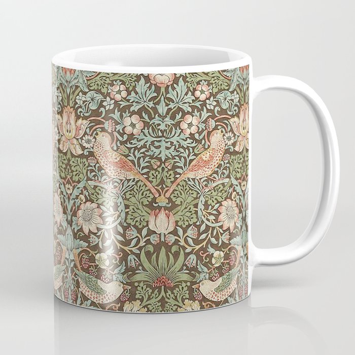 William Morris Strawberry Thief Brown Chocolate Slate Coffee Mug Gallery Image 1