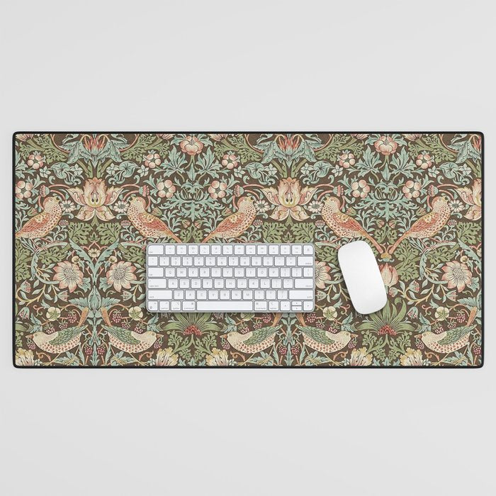 William Morris Strawberry Thief Brown Chocolate Slate Desk Mat Gallery Image 1