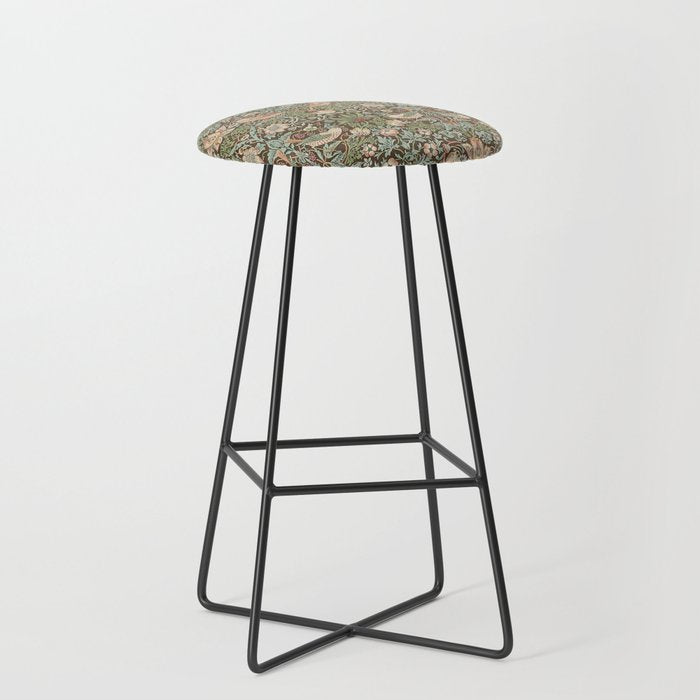 William Morris Strawberry Thief Brown Chocolate Slate Stool Gallery Image 1