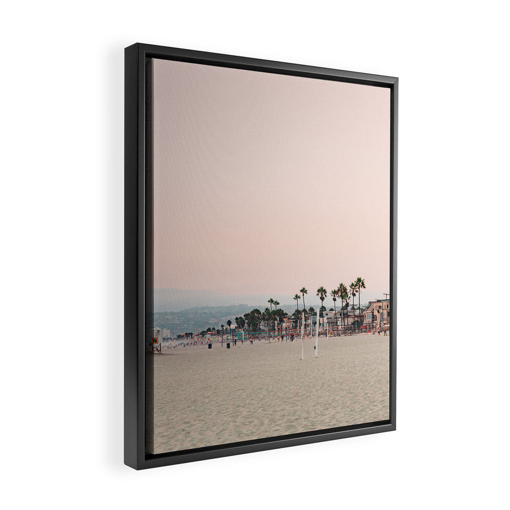 California Pink Beach Sunset Photography Framed Canvas Print Gallery Image 2