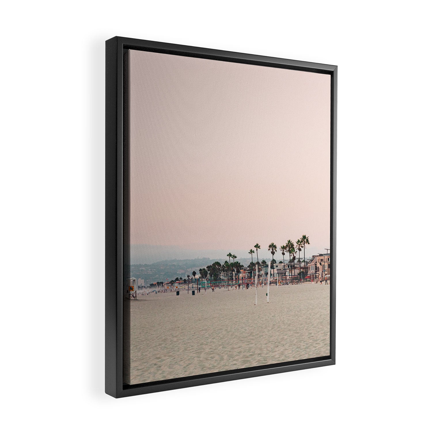 California Pink Beach Sunset Photography Framed Canvas Print Gallery Image 2