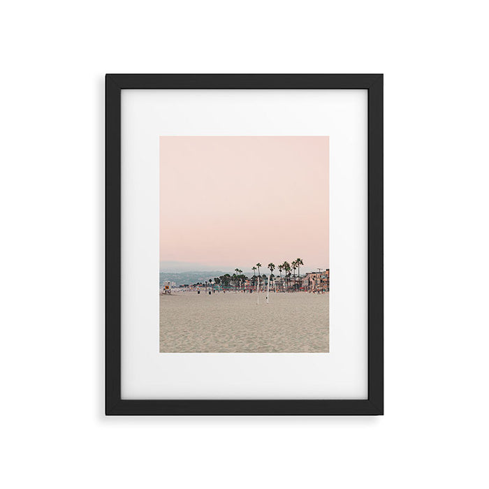 California Pink Beach Sunset Photography Framed Art Print Gallery Image 1