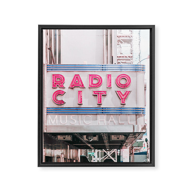 New York Radio City Sign Pink Travel Photography Framed Canvas Print Gallery Image 6