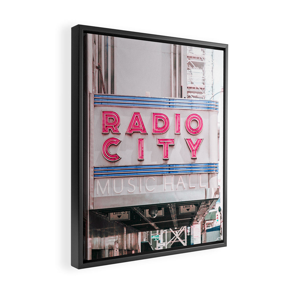 New York Radio City Sign Pink Travel Photography Framed Canvas Print Gallery Image 2