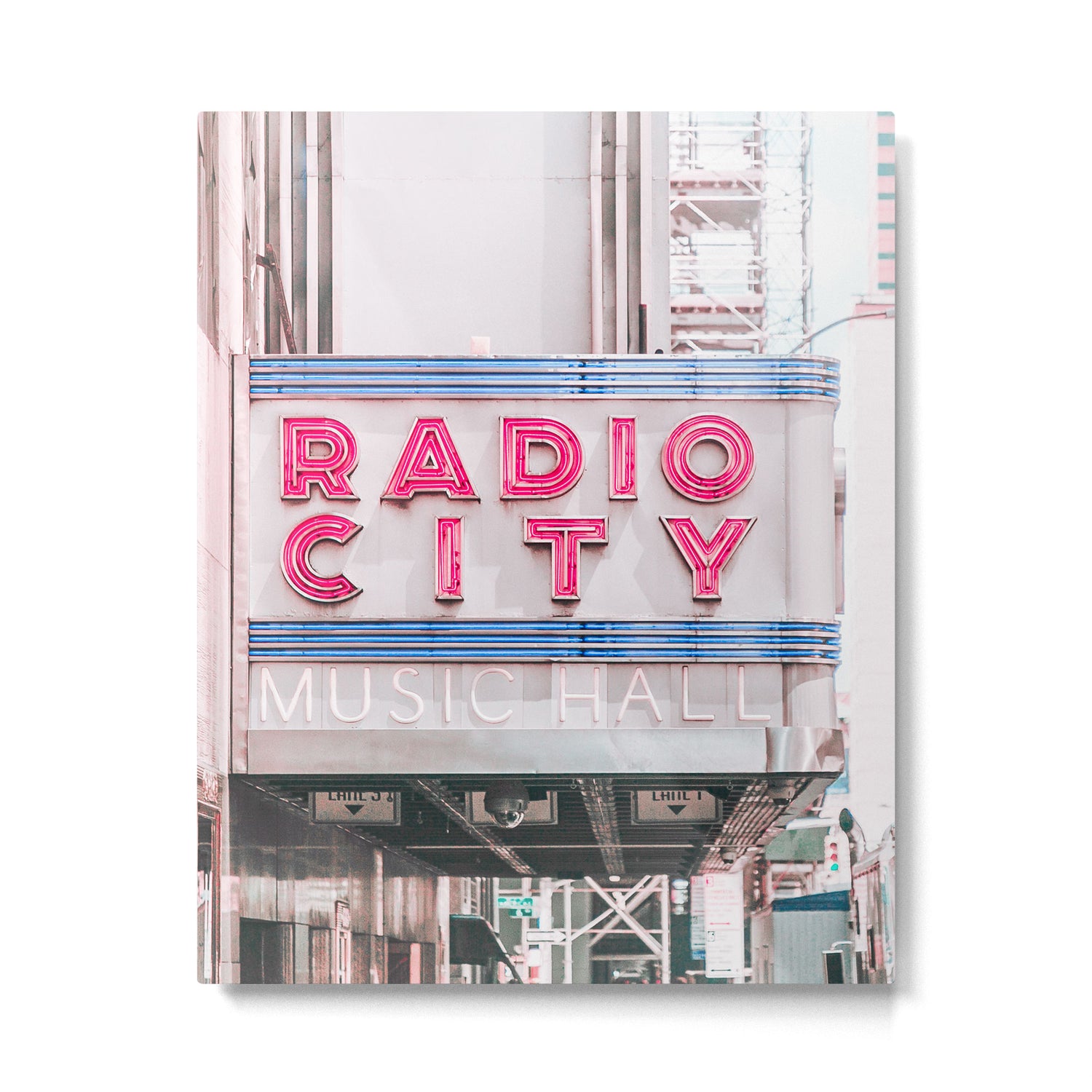 New York Radio City Sign Pink Travel Photography Metal Print Gallery Image 4