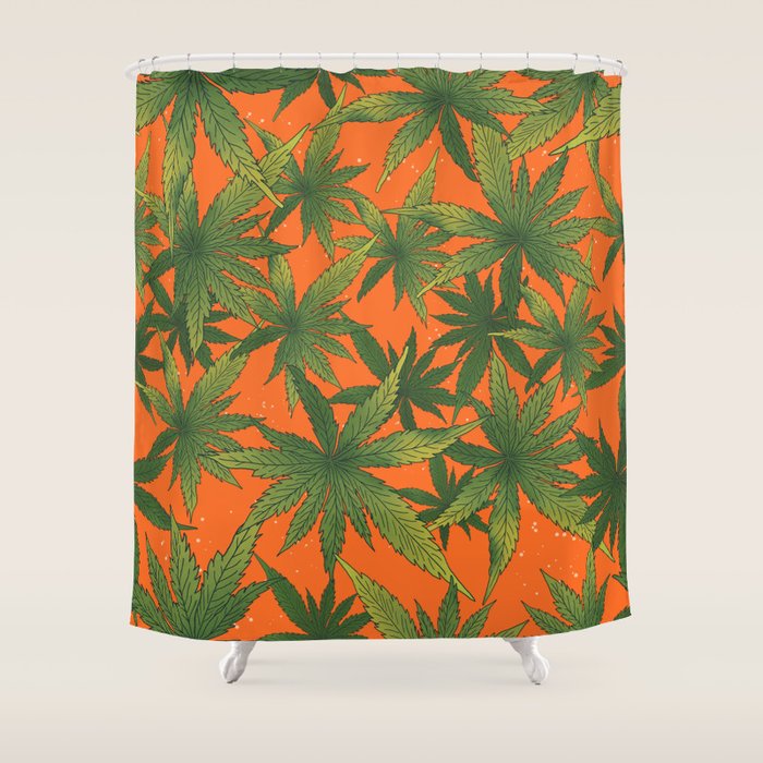 Cannabis Leaves Garden Shower Curtain Gallery Image 1