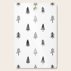 Black and white pine tree doodle art pattern Cutting Board Gallery Image 1