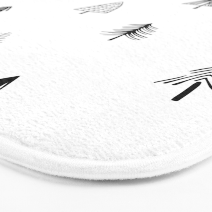 Black and white pine tree doodle art pattern Bath Mat Gallery Image 3