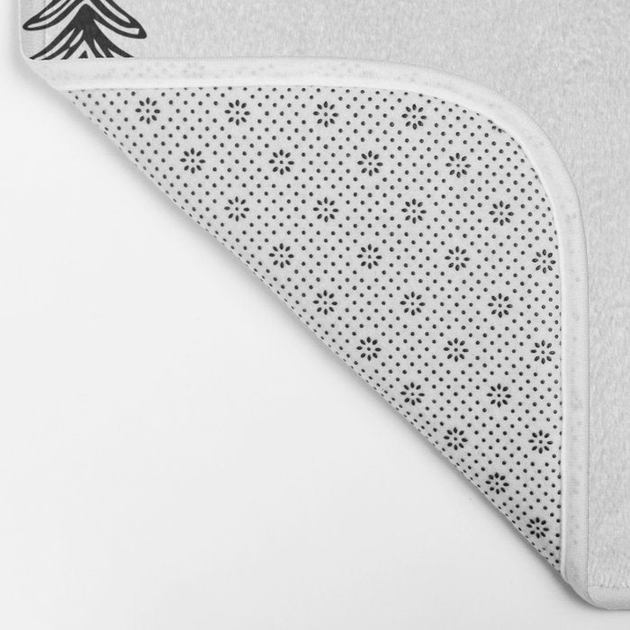 Black and white pine tree doodle art pattern Bath Mat Gallery Image 2