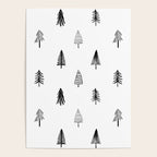Black and white pine tree doodle art pattern Poster Gallery Image 4