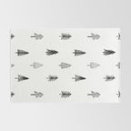 Black and white pine tree doodle art pattern Rug Gallery Image 2
