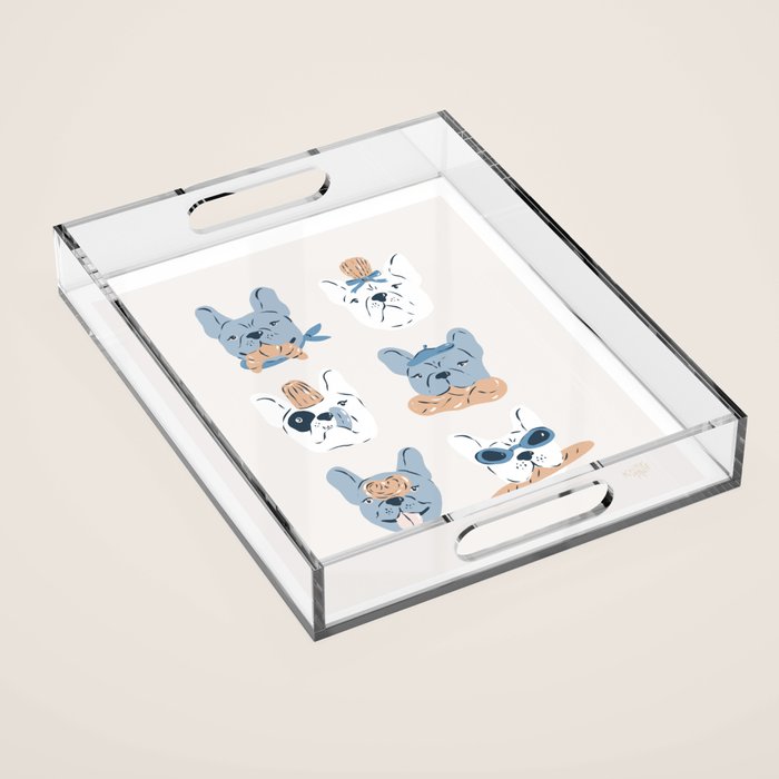 French Bulldogs with Pastries in Blue Acrylic Tray Gallery Image 1
