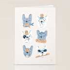 French Bulldogs with Pastries in Blue Stationery Card Gallery Image 2