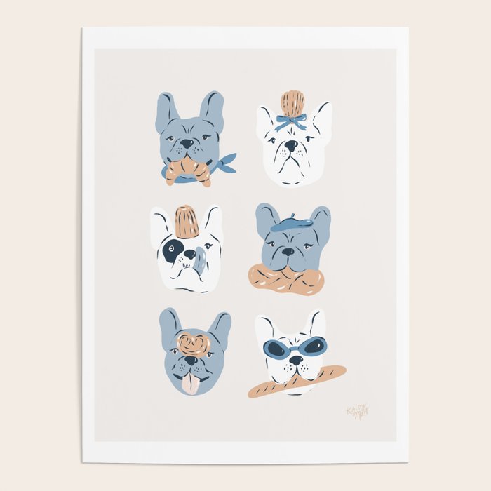 French Bulldogs with Pastries in Blue Poster Gallery Image 4
