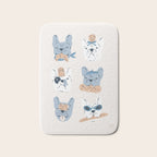 French Bulldogs with Pastries in Blue Bath Mat Gallery Image 1