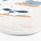 French Bulldogs with Pastries in Blue Bath Mat Gallery Image 3