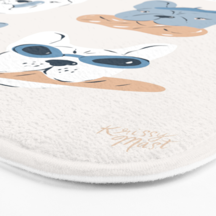 French Bulldogs with Pastries in Blue Bath Mat Gallery Image 3