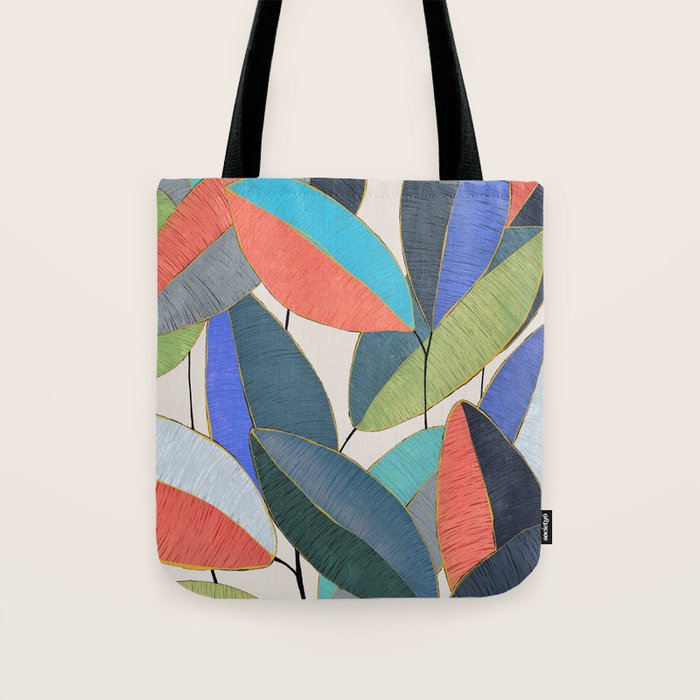 Tropical Ficus leaves #botanic Tote Bag Gallery Image 1