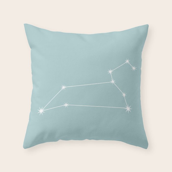 Leo Zodiac Star Constellation Line Art Pastel Teal Throw Pillow Gallery Image 6