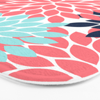 Navy Coral Aqua Floral Pattern Flower Burst Petals Bath Mat Gallery Image 3