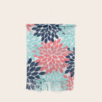 Navy Coral Aqua Floral Pattern Flower Burst Petals Wall Hanging Gallery Image 1