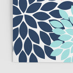 Navy Coral Aqua Floral Pattern Flower Burst Petals Poster Gallery Image 3