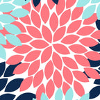 Navy Coral Aqua Floral Pattern Flower Burst Petals Coffee Mug Gallery Image 2