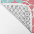 Navy Coral Aqua Floral Pattern Flower Burst Petals Bath Mat Gallery Image 2