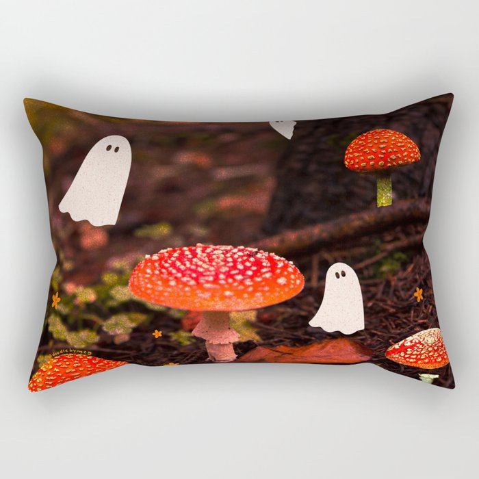 Autumn Ghost Forest Collage Rectangular Pillow Gallery Image 1