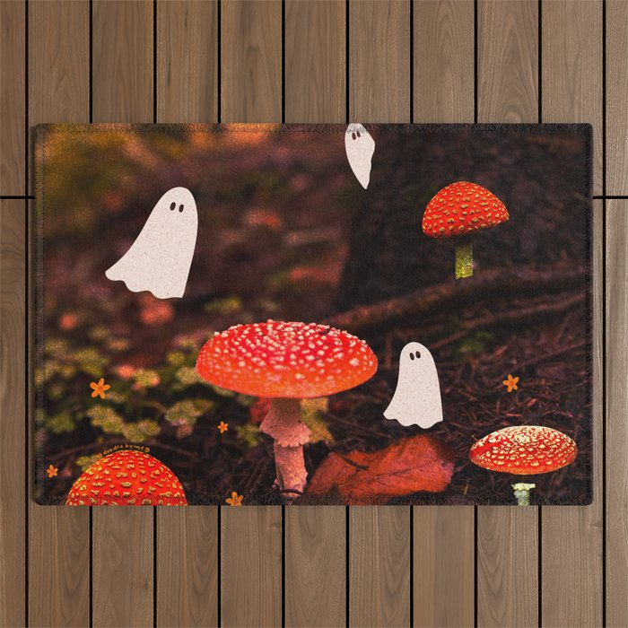 Autumn Ghost Forest Collage Outdoor Rug Gallery Image 1