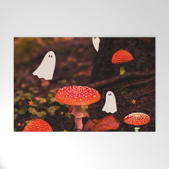 Autumn Ghost Forest Collage Welcome Mat Gallery Image 1