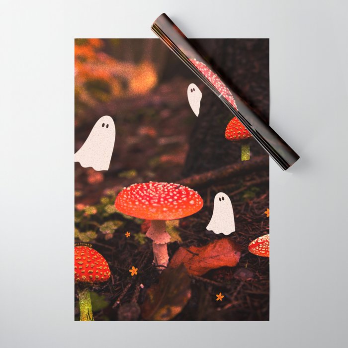 Autumn Ghost Forest Collage Wrapping Paper Gallery Image 1