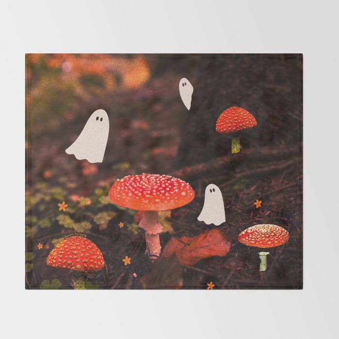 Autumn Ghost Forest Collage Throw Blanket Gallery Image 2