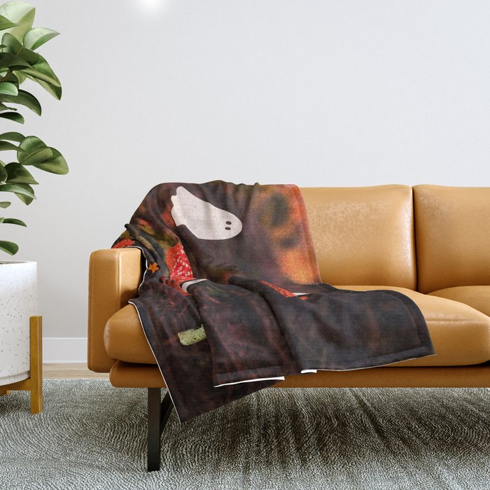 Autumn Ghost Forest Collage Throw Blanket Gallery Image 1