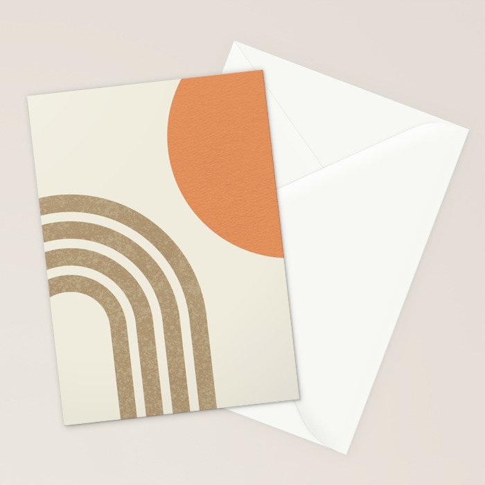 Mid-Century Modern - Orange Sun and Rainbow Stationery Card Gallery Image 2
