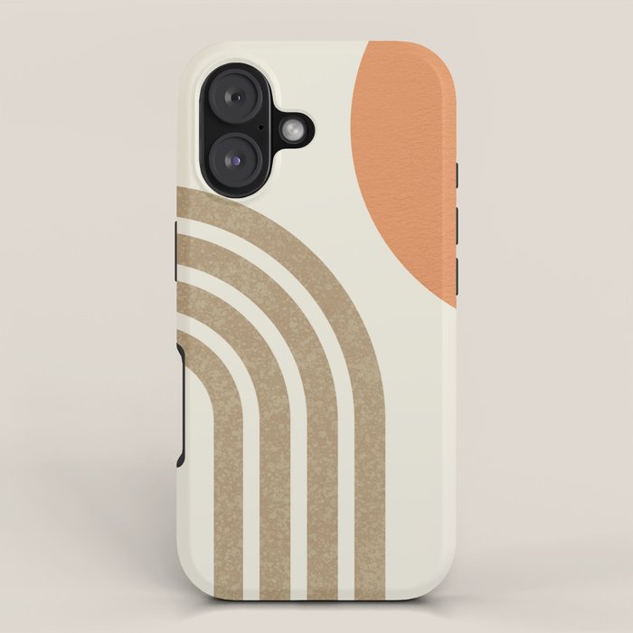 Mid-Century Modern - Orange Sun and Rainbow iPhone Case Gallery Image 1