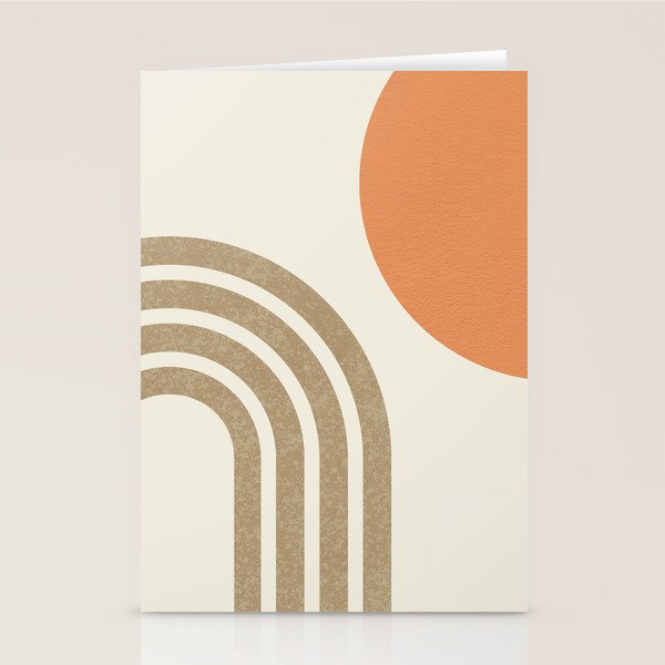 Mid-Century Modern - Orange Sun and Rainbow Stationery Card Gallery Image 1