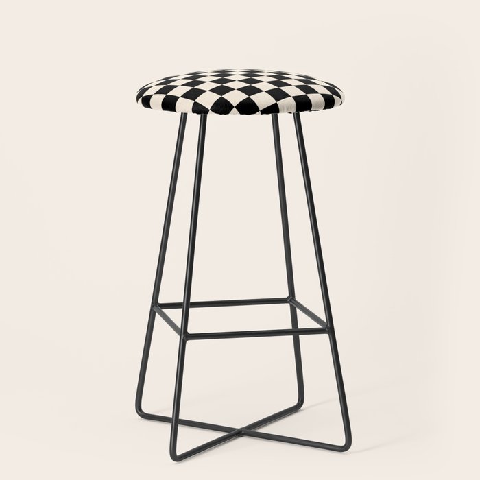 Checkerboard Mini Check Pattern in Black and Almond Cream Stool Gallery Image 1